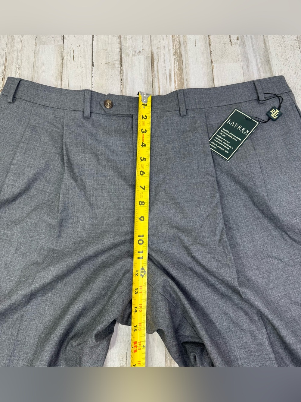 Lauren Ralph Lauren Gray 100% Wool Pleated Cuffed Dress Pants 42x30 NWT Read - Picture 8 of 12